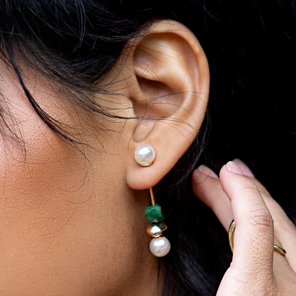 Jaded Gold Bar Earrings