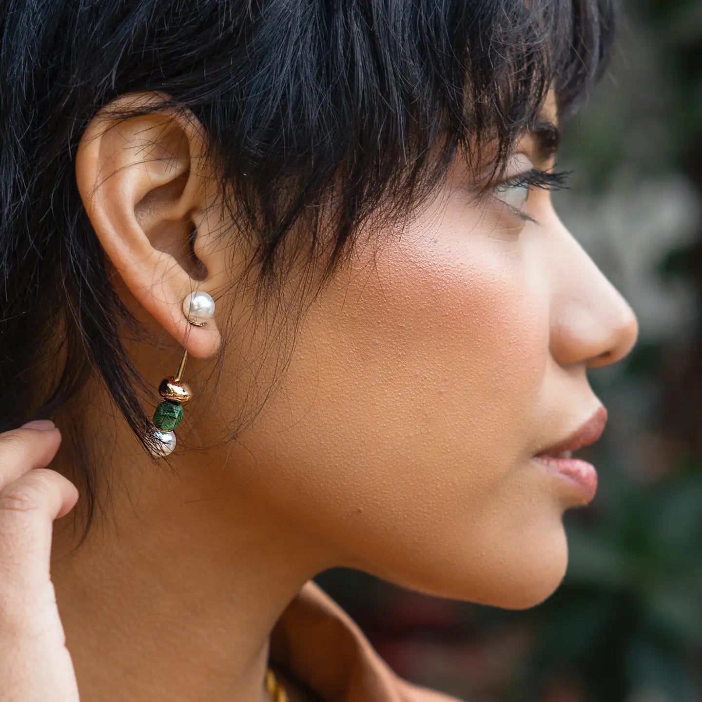Jaded Gold Bar Earrings