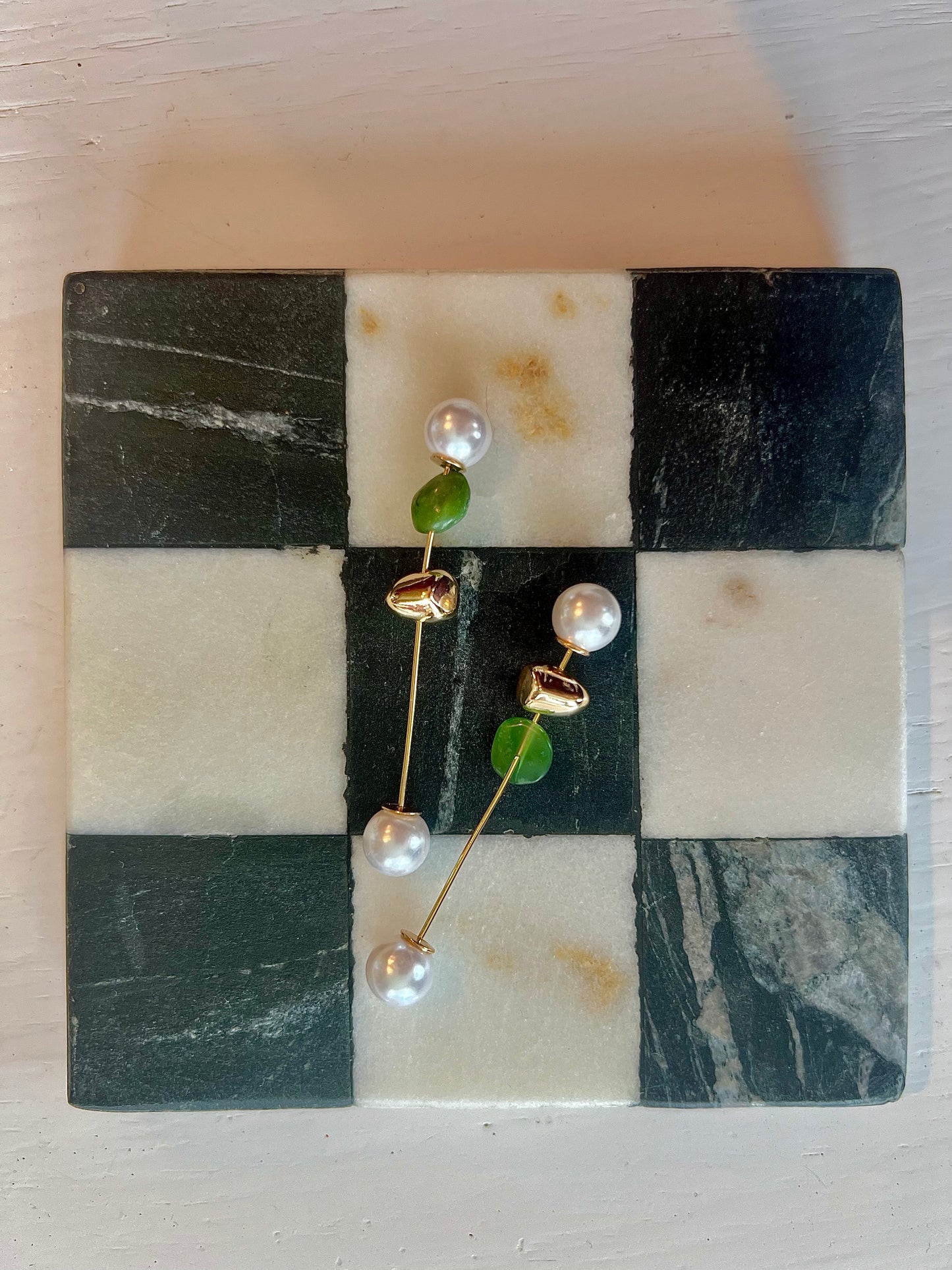 Jaded Gold Bar Earrings