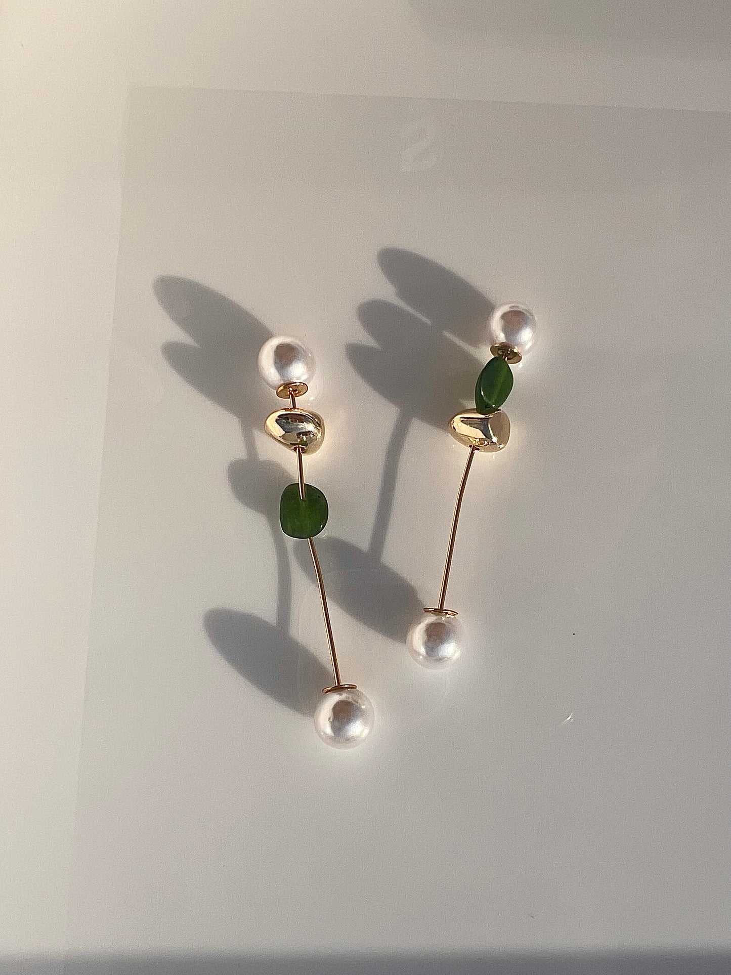 Jaded Gold Bar Earrings