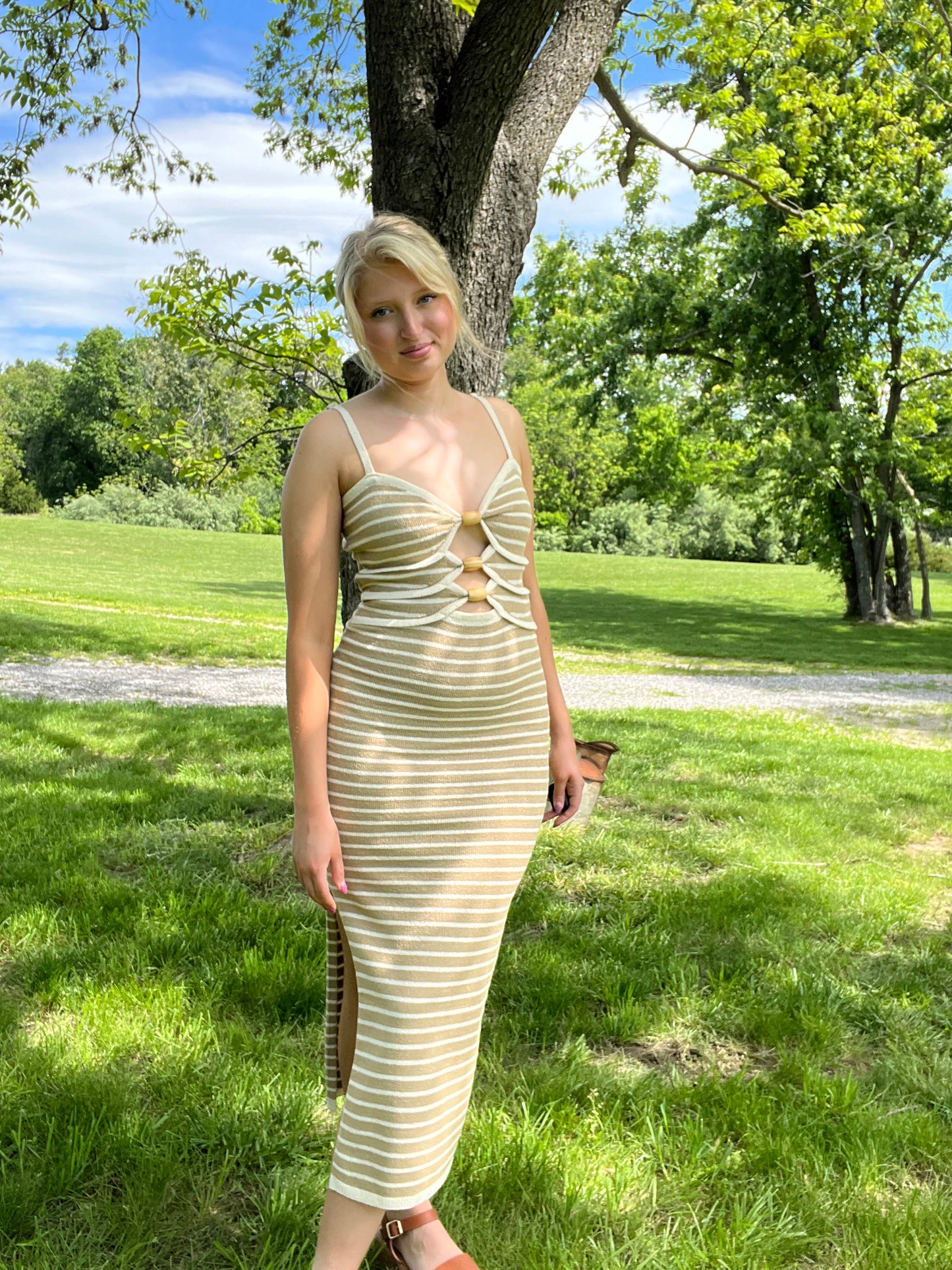Sanded Stripes Bodycon Dress
