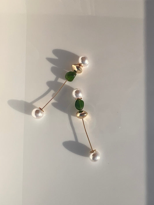 Jaded Gold Bar Earrings